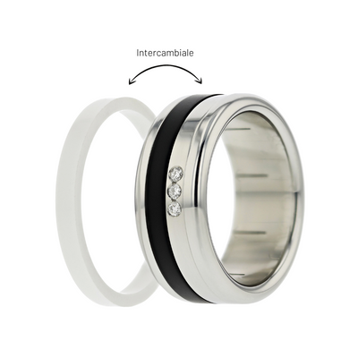 Anillo mood intercambiable con 3 diamantes