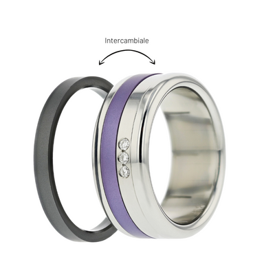 Anillo mood intercambiable con 3 diamantes