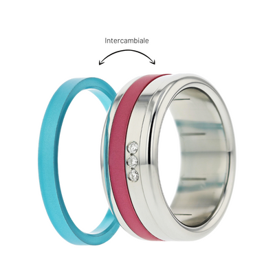 Anillo mood intercambiable con 3 diamantes